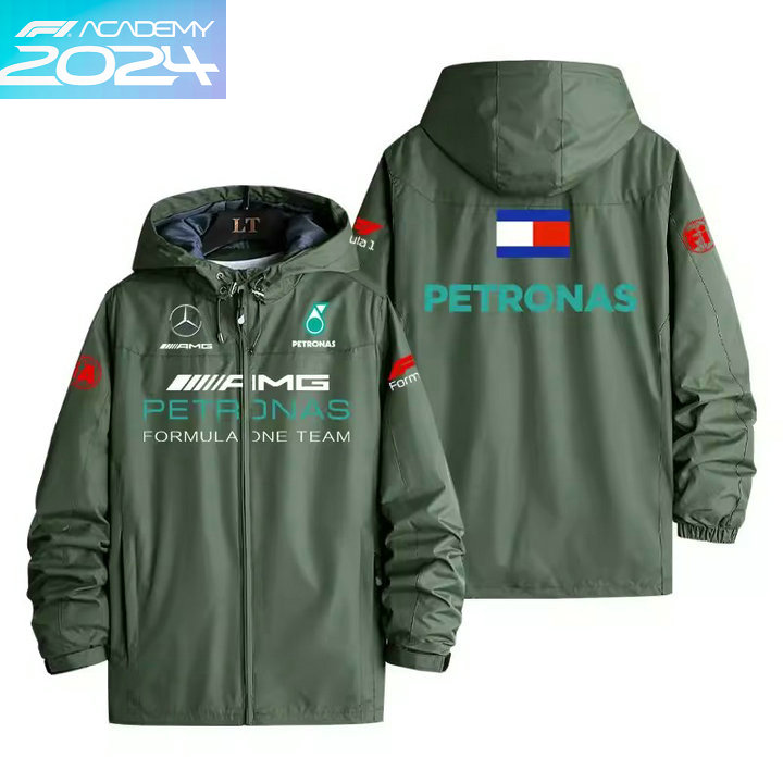 2024 Veste Mercedes-AMG Petronas Formula One Capuche Homme Coupe-vent Imperméable